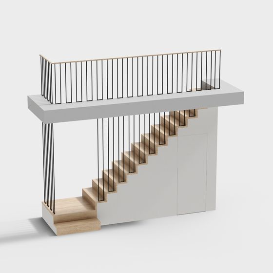 Elegant Low Polygon Staircase 3D model