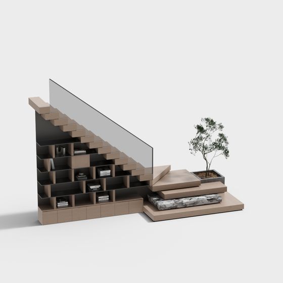 Urban Corner Bookshelf 3D model