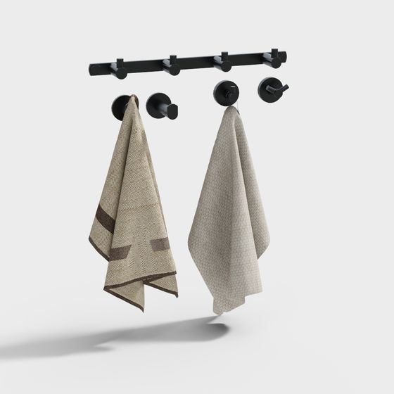 Minimalist Black Towel Rack 3D model