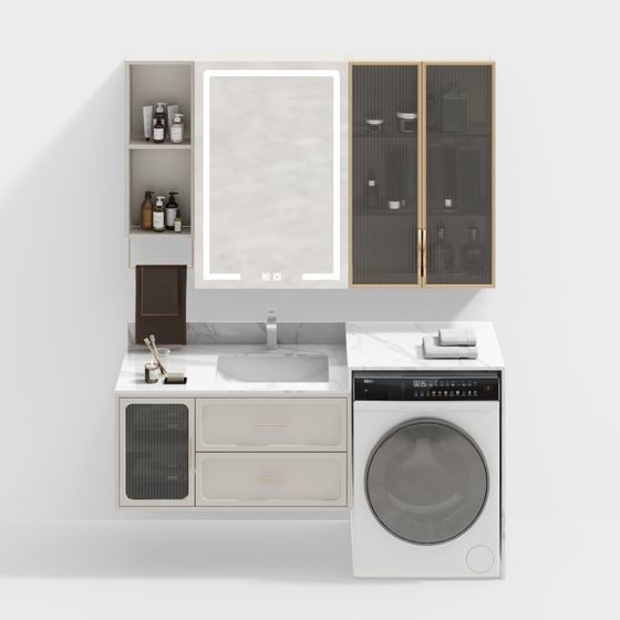 Modern Minimalist Bathroom Vanity 3D model