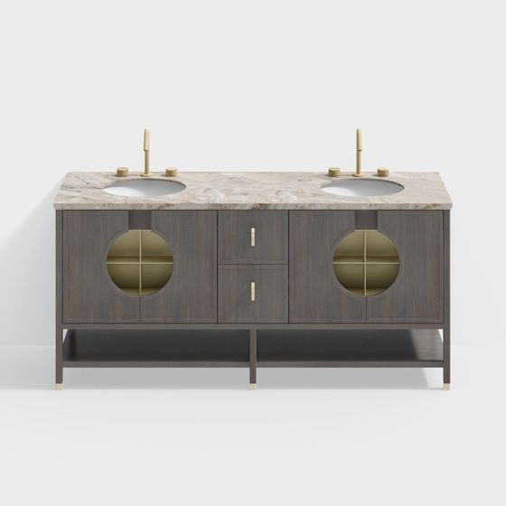 Stylish Double Sink Bathroom Vanity 3D model