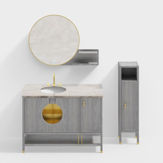 Modern Vintage Bathroom Cabinet 3D model for Stylish Interiors