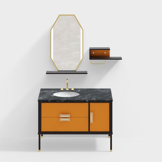 Elegant Orange Bathroom Cabinet 3D model