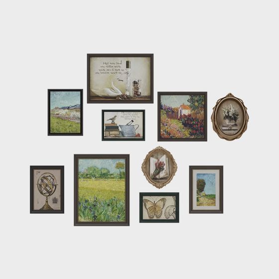 Vintage Gallery Wall 3D Model