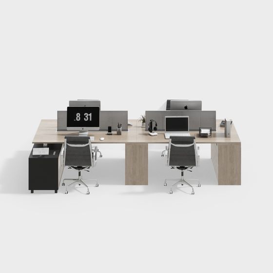 Modern Minimalist Office Desk 3D model