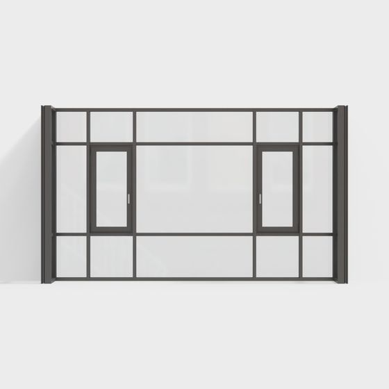 Modern Minimalist Glass Window 3D model
