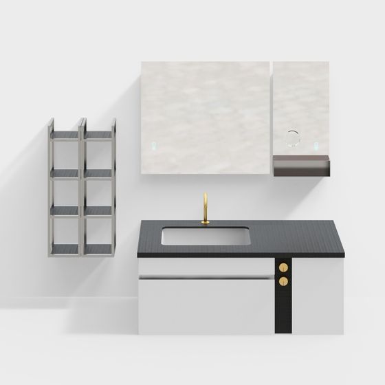 Modern Minimalist Bathroom Vanity 3D model