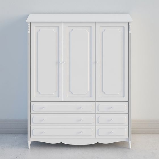 Elegant White Wardrobe 3D model for Contemporary Spaces