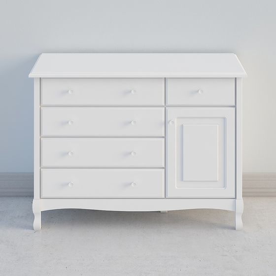 Stylish White Low-Poly Storage Cabinet 3D model