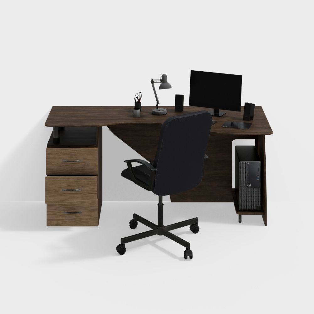 Simple office desk and chair combination