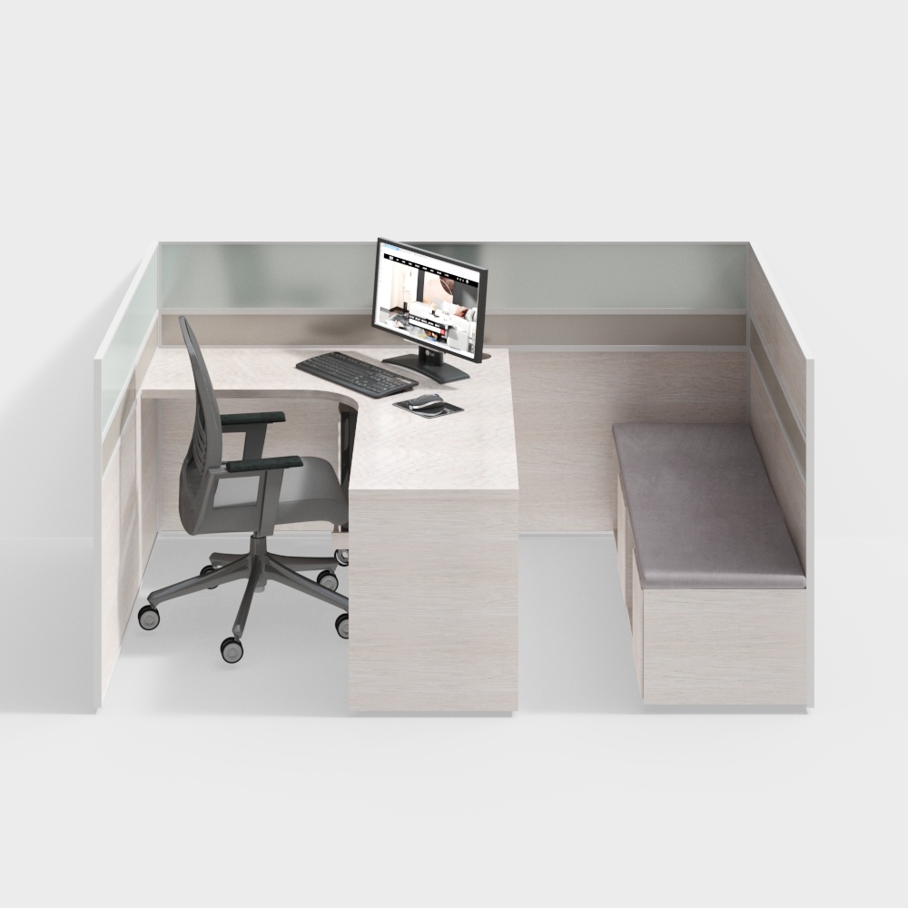 Simple office desk and chair combination