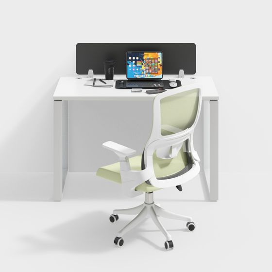 Simple Office Desk and Chair Combination 3D Model