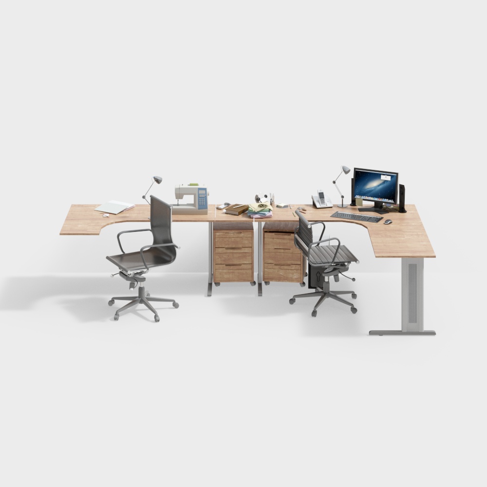 Simple office desk and chair combination