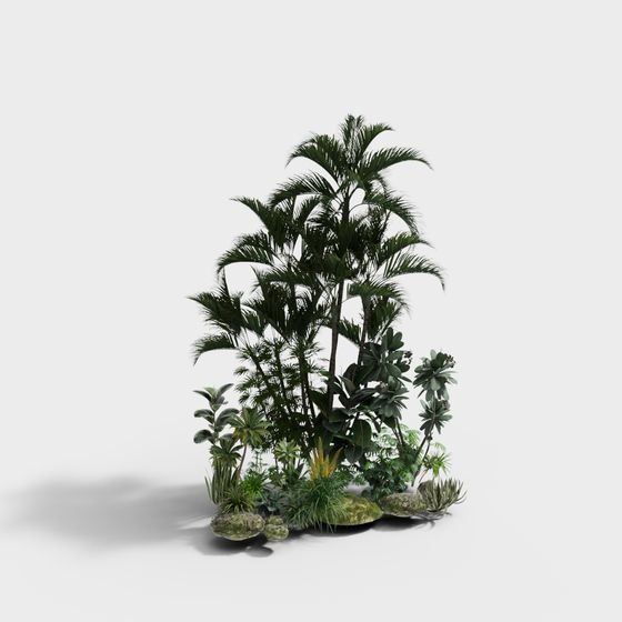 Tropical Oasis Low Poly 3D Model