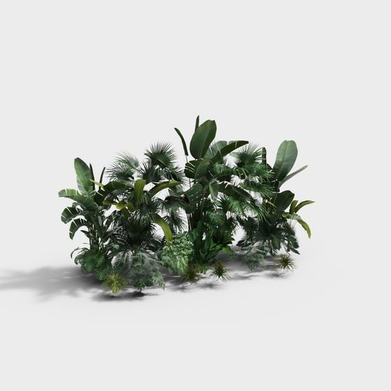 Vibrant Jungle Bush Low-Poly 3D Model
