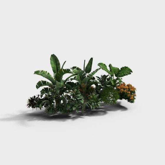 Vibrant Tropical Jungle Cluster 3D model