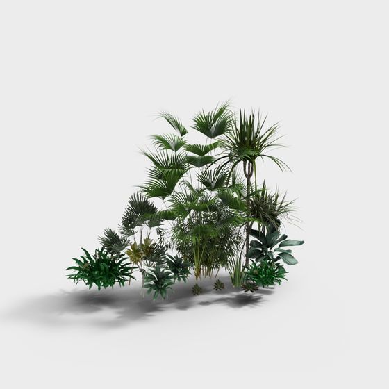 Tropical Jungle Plant Cluster 3D Model for Creative Projects