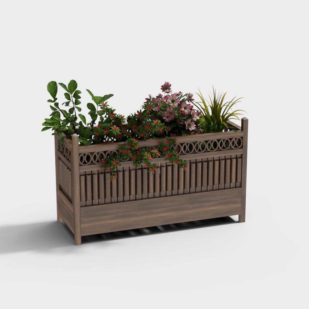 Modern flower box wooden flower bed for courtyard