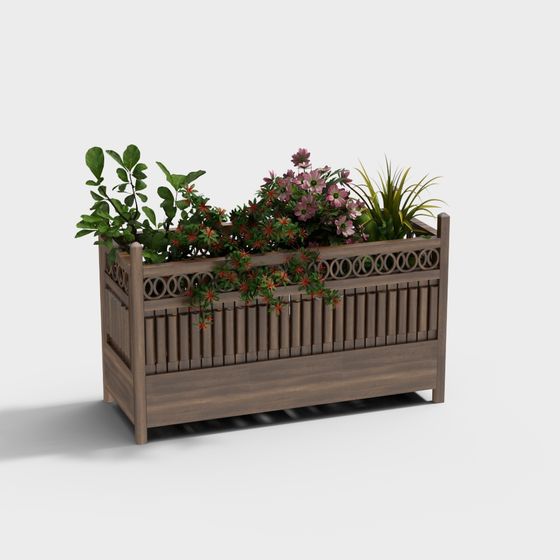 Wooden Planter Box 3D model