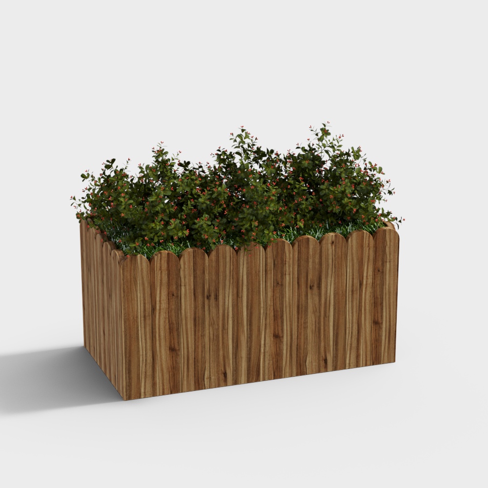 Modern flower box wooden flower bed for courtyard