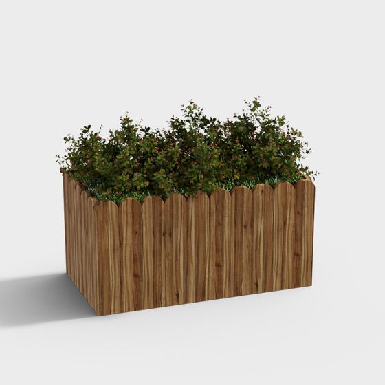 Wooden Planter Low-Poly 3D model