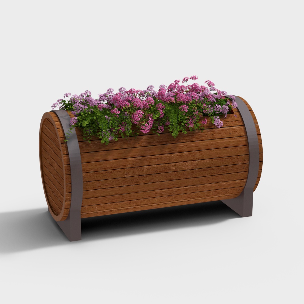 Modern flower box wooden flower bed for courtyard