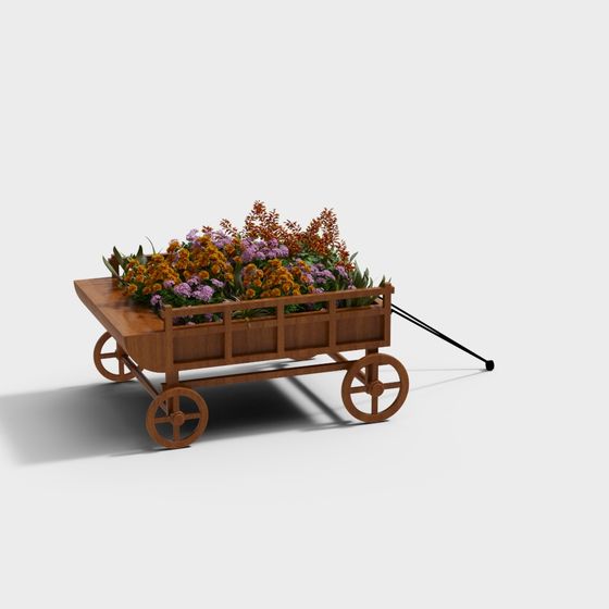 Vintage Flower Cart 3D model for Creative Projects