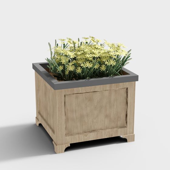 Charming Low-Poly Flower Pot 3D Model
