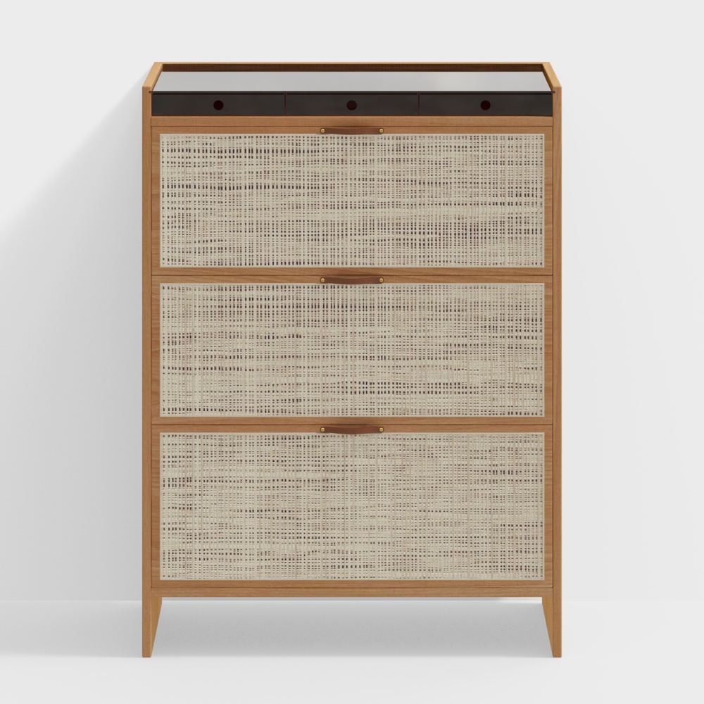 Rattan Chest Low Poly 3D Model – Woven Rattan Detail