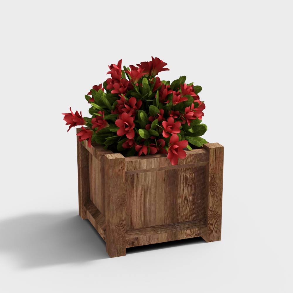 Modern flower box wooden flower bed for courtyard