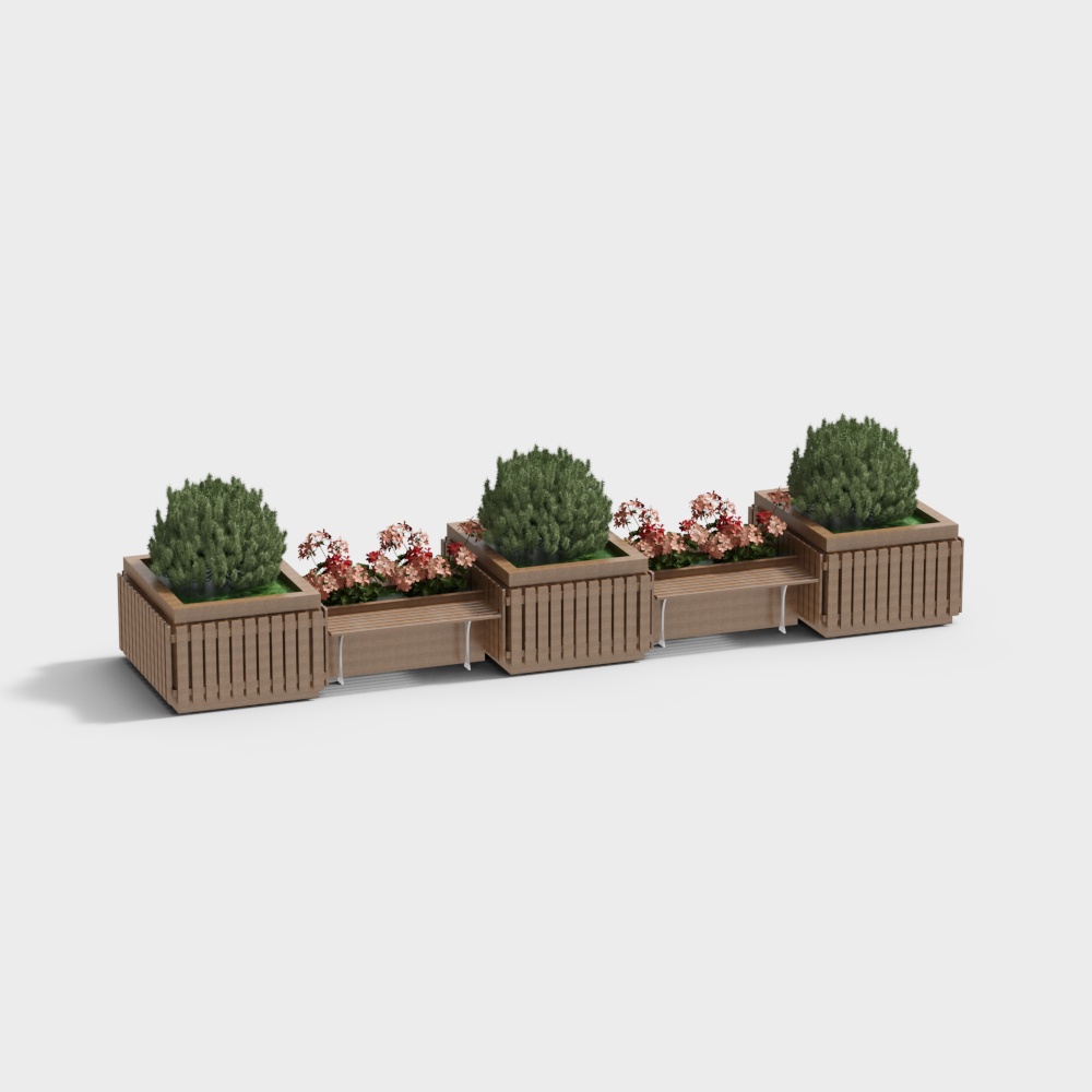 Modern flower box wooden flower bed for courtyard