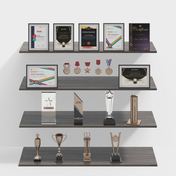 Elegant Trophy and Certificate Display Stand 3D model