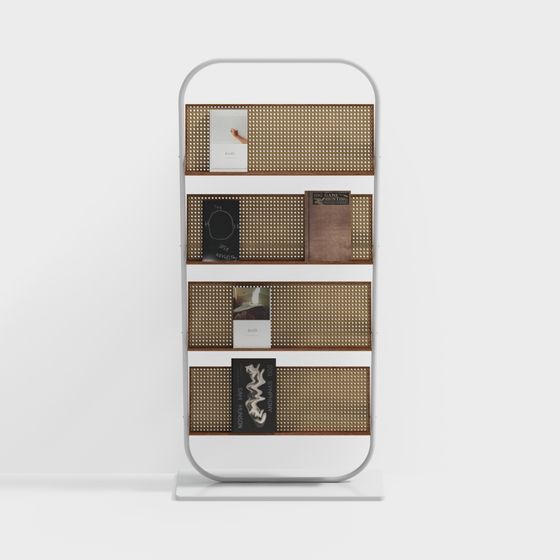 Modern Magazine Rack 3D Model in Wood Color