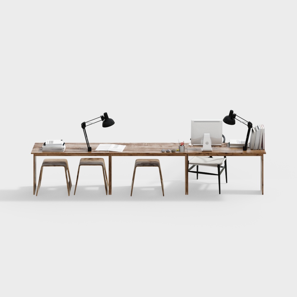 Modern simple office desk and chair combination