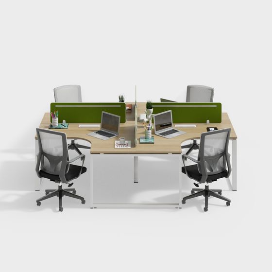 Open Office Area 3D model - Modern Minimalist Design
