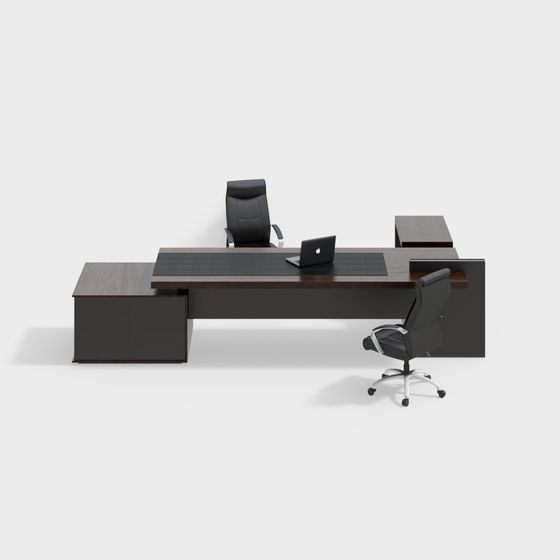 Sleek 3D Office Desk Set Model for Modern Workspaces