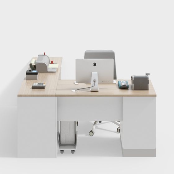 Stylish Brown Modern Office Desk and Chair Combination 3D Model