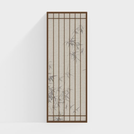 Chinese Rice Paper Screen Partition in Wood Color