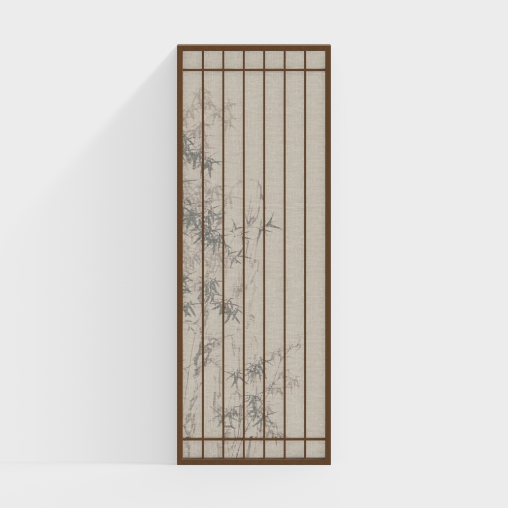 Elegant Bamboo Screen 3D model for Modern Spaces