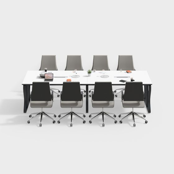 Elegant Conference Table and Chair Set 3D model