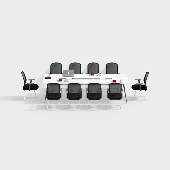 Modern Minimalist Conference Table and Chair 3D model