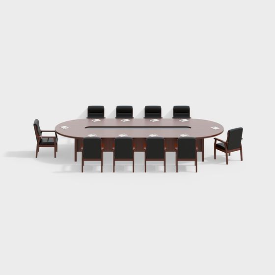 Modern Minimalist Conference Table and Chair 3D Model