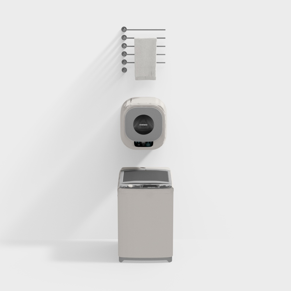 Low-Poly Modern Washing Machine 3D Model – Sleek Gray Design