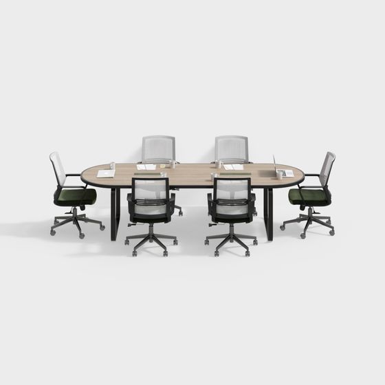 Modern Conference Table and Chair Set 3D model