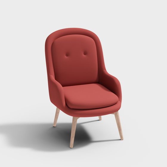 Stylish Red Wood Chair 3D model for Modern Interiors