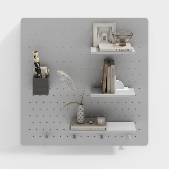 Modern Gray Hole Board Wall Decoration Pendant 3D Model
