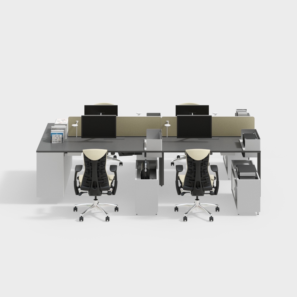 シンプルなオフィスデスクとチェアの組み合わせ