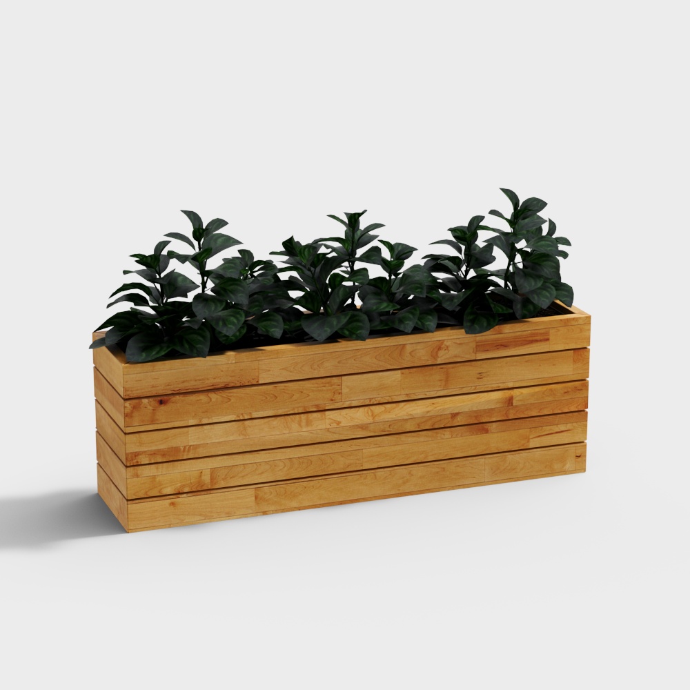 Modern potted wood flower bed for courtyard