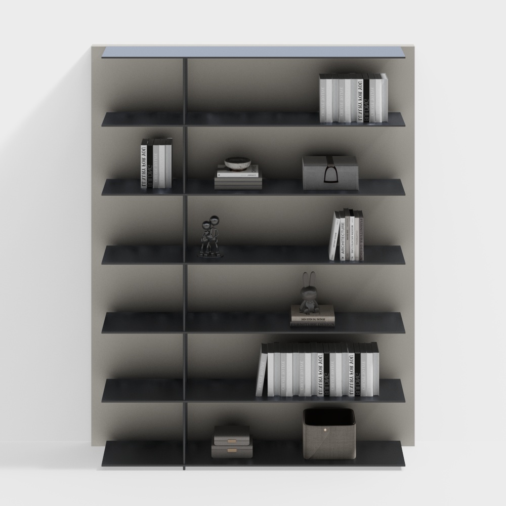 現代簡約奶油風格書房書櫃