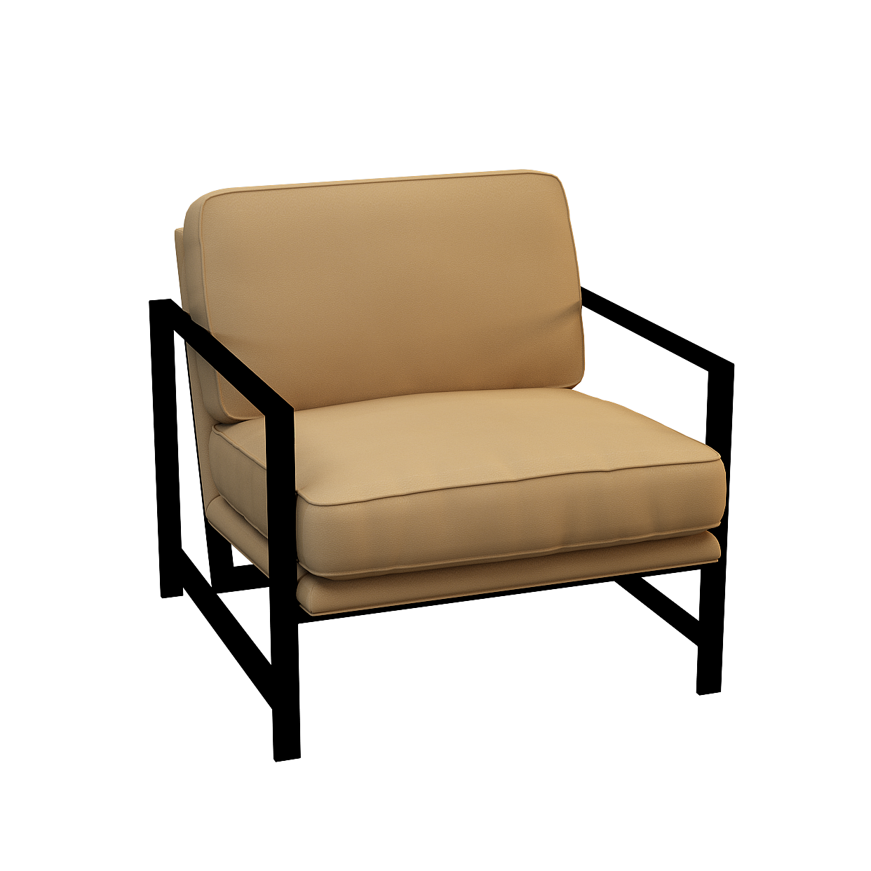 Urban Leisure Chair 3D Model – Brown Leather Design